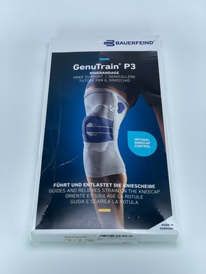 Bauerfeind GenuTrain P3 Size 4 Right Knee Active Brace Patella Support Black