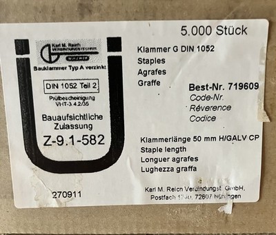 Original KMR (Holz-Her) Heftklammer Typ G 50 mm Verzinkt