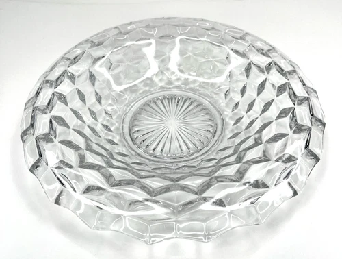 Fostoria American Clear Console Bowl Cubist Fruit Bowl 12” Pattern 2056 Vintage