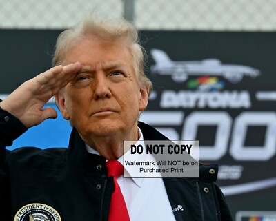 Donald Trump Saluting at Daytona 500 - MAGA - 8X10 PHOTO (#1073)