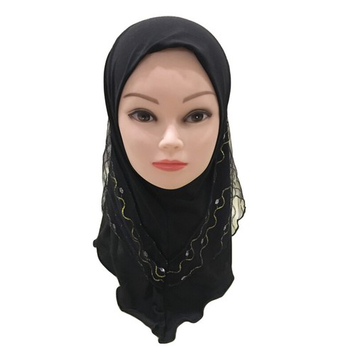 Lace Amira Hijab Muslim Kids Girls Turban Caps Shawl Scarf Headwrap Islamic 2-6Y - Picture 2 of 34