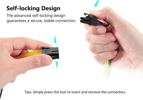 5 X PCIE 6 pin Female to Dual PCI-E 8(6+2)pin Male GPU Power Cable Splitter US - Picture 4 of 8