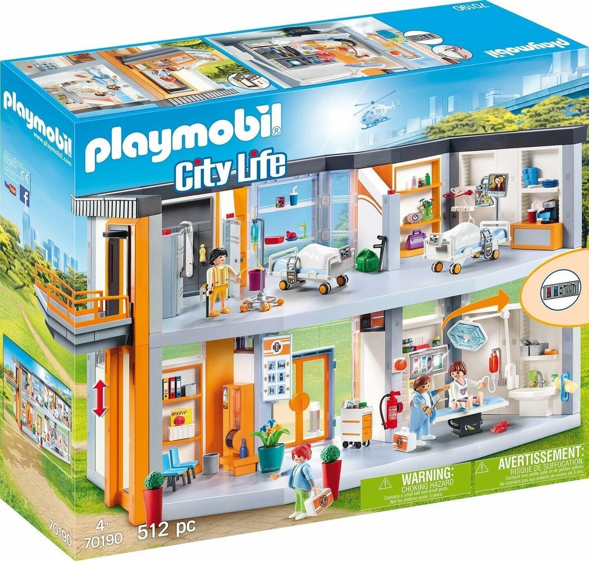 Playmobil City Life 70190 Large Hospital USED FREE SHIPPING
