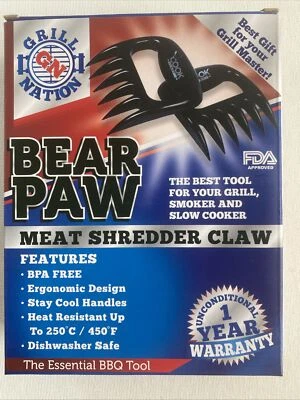 GRILL NATION 1 Set of 2 Bear Paw Meat Shredder Claws Stay Cool Handles New in Box