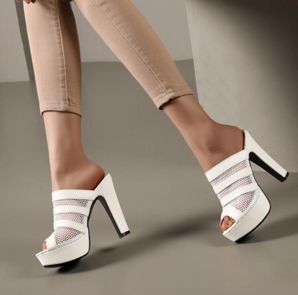 PANTOFOLA D’ORO Scarpe pantofole estive donna tacco alto festa punta aperta moda oversize