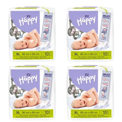 Wickelunterlagen bella baby Happy XL 90x60 cm 40 Stück, 4er Pack (4 x10 Stück)