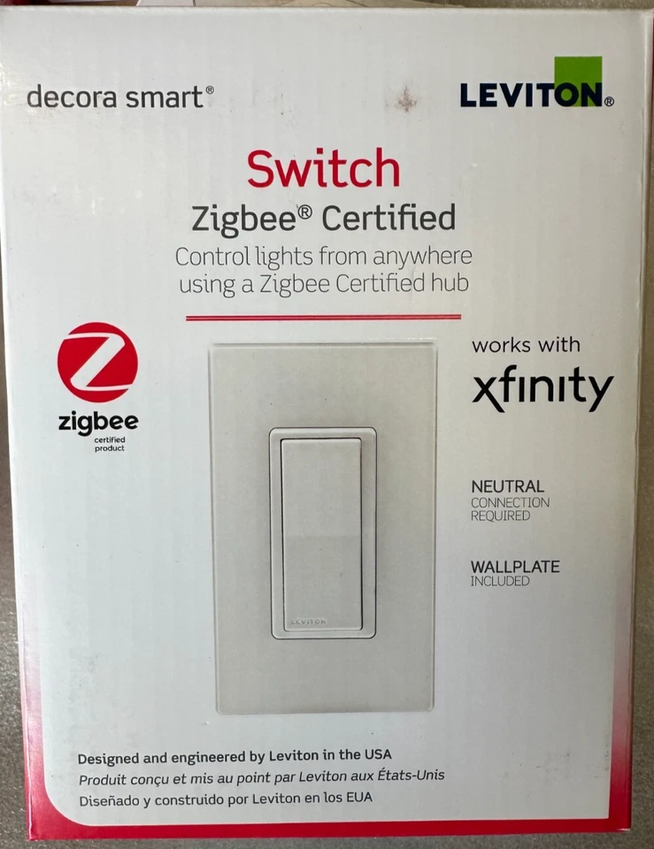 Leviton DG15S-1BW - Interruptor inteligente Decora, certificado Zigbee, blanco - Lote de 10 Foto 2 de 4