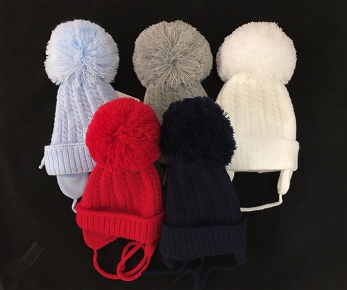 Infant Pom Hats/Big Pom/Cable knit 