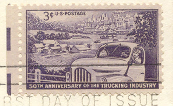 USA 1953 50 Years Truck Industry in the USA 3 C. VARIETY Colour-Error FDC's - Image 2 of 4