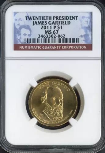 2011-P James Garfield Dollar NGC MS67 Business - 20th U.S. President