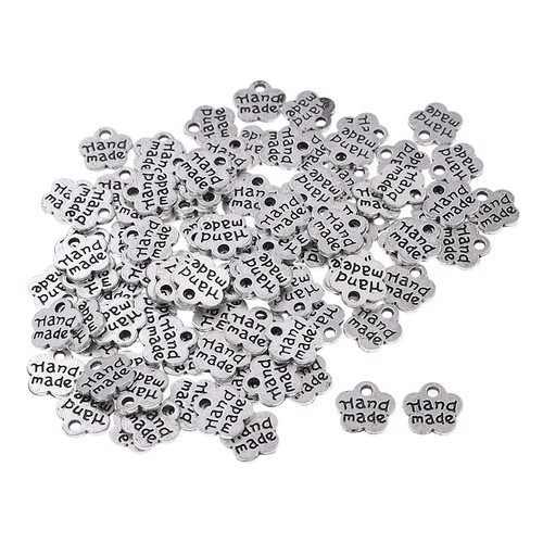 100 PZ Etichette in metallo fatte a mano etichette lettere stampate abbigliamento fai da te artigianato forniture - Foto 10 di 14