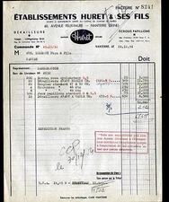 NANTERRE (92) ACCESSORIES BIKES MOTORCYCLES MOPEDS "HURET & Fils" in 1954