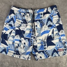 Vineyard Vines Swim Trunks Mens Medium Blue Chappy Sailing Nautical 7" Lined