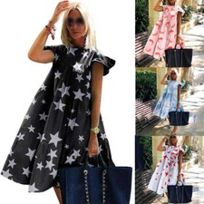 Oversized Ruffle Dress Sundress Midi Dress Holiday Floral Womens Summer Beach