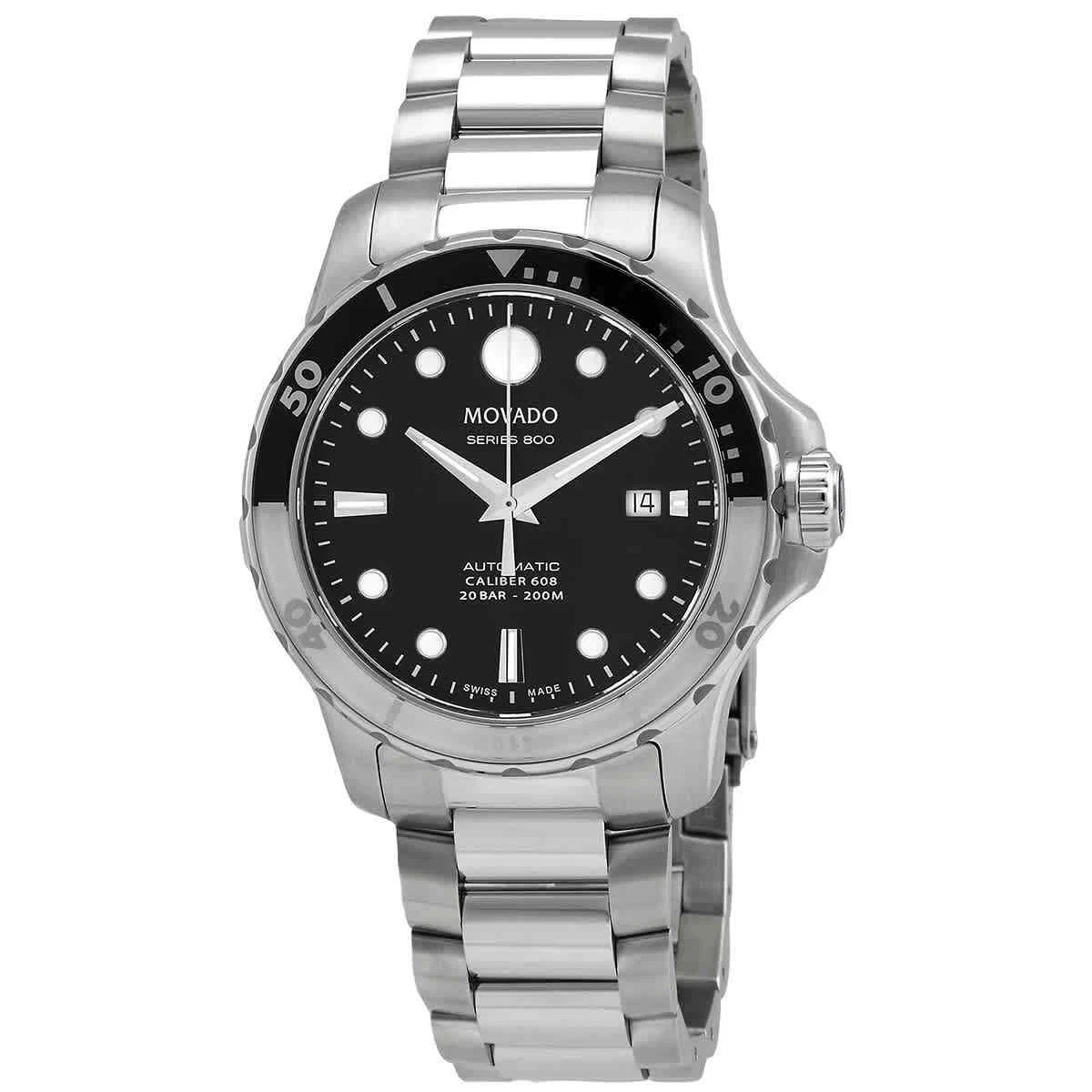Montre automatique pour homme Movado Series 800 cadran noir 2600157