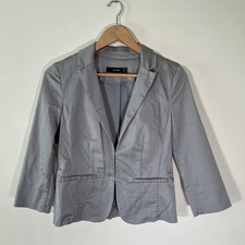 Hallhuber Blazer Cardigan Jacket Cotton Mix Office Occasion Grey Size 8 Uk 4 Us