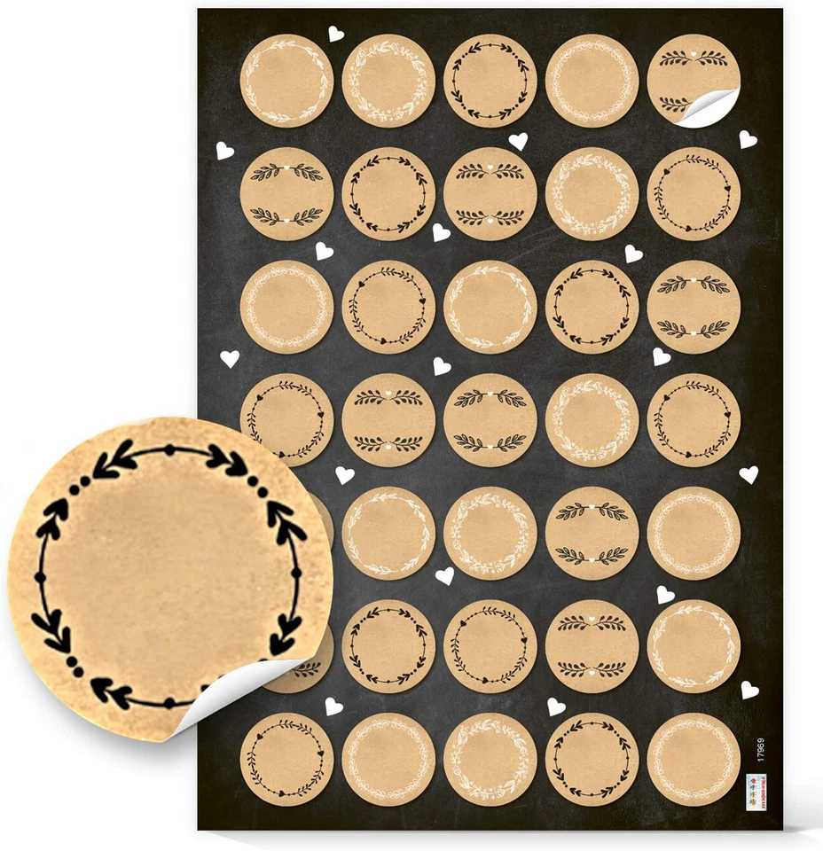 105 kleine blanko Aufkleber rund 3 cm Marmeladen Gläser Flaschen Kraftpapier Eti - Bild 4 von 4