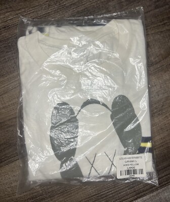 TRAVIS SCOTT CACTUS JACK + KAWS FOR FRAGMENT TEE ''AGED YELLOW'' MEN'S SIZE L