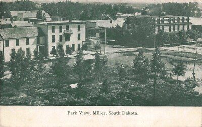 #ad c1908 Miller South Dakota Birds Eye View of Park Vintage Postcard $19.99