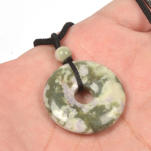 Gemstone 30mm Donut Beads Reiki Chakra Pendant Necklace Handmade Jewelry 22 Inch - Picture 211 of 331
