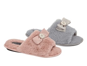 peep toe fluffy slippers