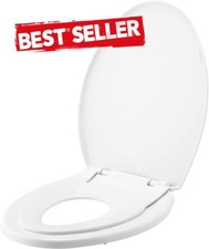 Asiento de inodoro, cierre lento, f cil de instalar, alargado, blanco NUEVO US
