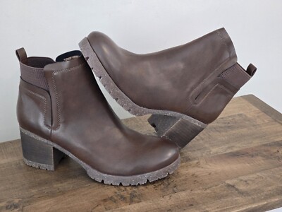 Korks Elsie Ankle Chunky Heel Booties in Brown Women Size 11