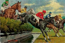 ARTHUR SARNOFF Poster or Rolled Canvas Print "Steeple Chase" Horse Racing