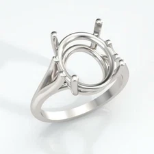 (7x5mm - 12x10mm) Sterling .925 Oval Wire Ring Setting (Ring Sizes 4-11 )