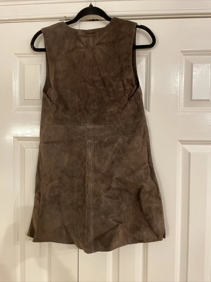 Vestido recto Urban Outfitters marrón gamuza cuero con cordones, talla pequeña, ¡nuevo! Foto 2 de 4