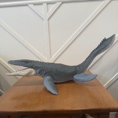 2017 Jurassic World Real Feel Mosasaurus 25  Sea Dinosaur Toy Adjustable Mouth