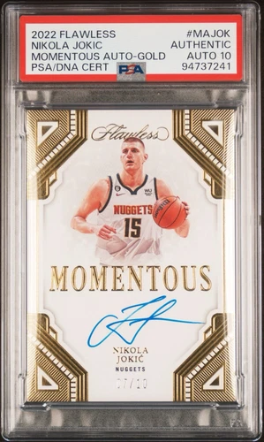 2022 Panini Flawless Nikola Jokic Momentous Auto Gold /10 PSA Authentic Auto 10