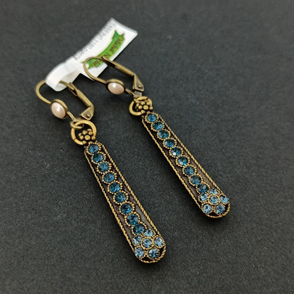Michal Negrin Earrings Long Blue Crystal Evening Style Elegant Victorian Revival - Image 3 of 4