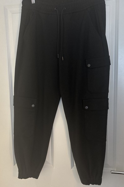 ME+EM Cargo Pants Trousers Black UK 14  Side Pockets Combat Cuffed