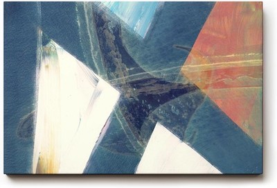 Sinus Art Wandbild Überschneidende Dreiecke in Blau, Weiß und Orange mit