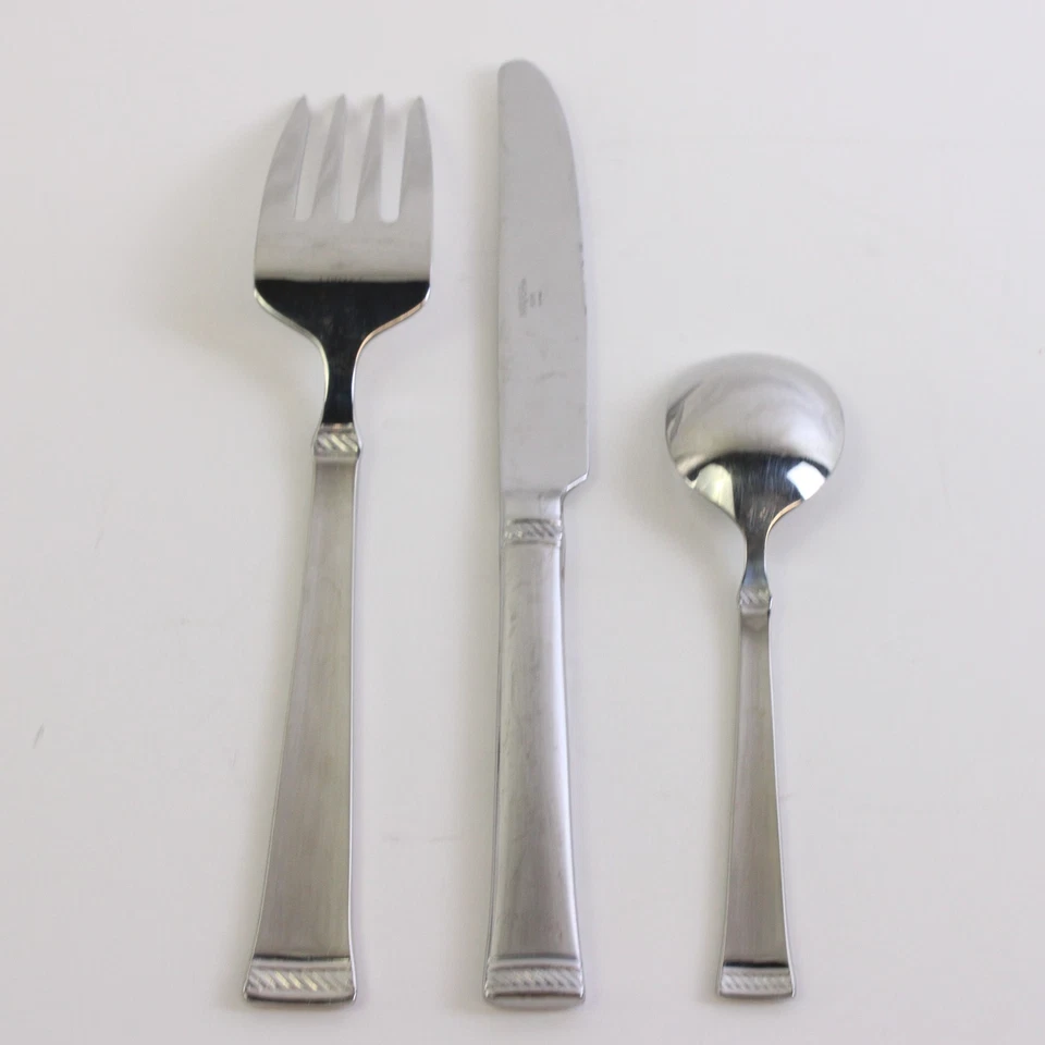 Lote de 3 cuchillos de cena cubiertos Mikasa cuerda (ino inoxidable) tenedor cuchara de azúcar Foto 2 de 4