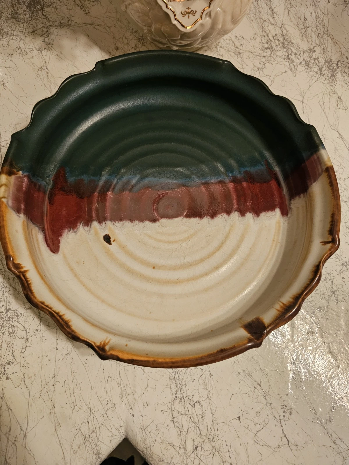 Handmade Ceramic Pie Dish With Colorful Glaze. 11", Hand paint And Sign By...