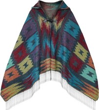 Uyuni Women's Bohemian Casual Shawl Fringe Poncho Cashmere Loose Vintage Patter