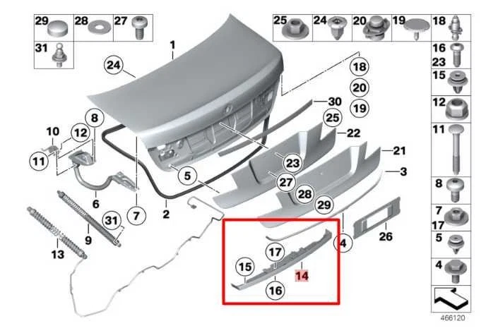 BMW 750Li 2010-2015 tapa trasera maletero tirador manija con luz de matrícula y cámara Foto 2 de 4
