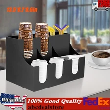 Cup Lid Dispensers Holder Acrylic Coffee Caddy Rack Anti-slip Tea Condiment Rack