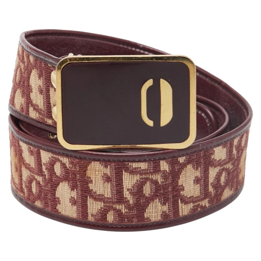 Dior Trotter Belt Size 75 Wine Red Gold Canvas Leather Christian Dior Dior Trotter Belt Size: 75 Beige Brown Canvas  main image 3
