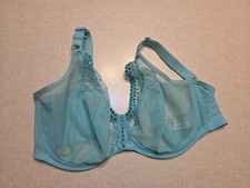 Elomi Matilda Bra US 32L UK 32HH Blue Unlined J-Hook Underwire