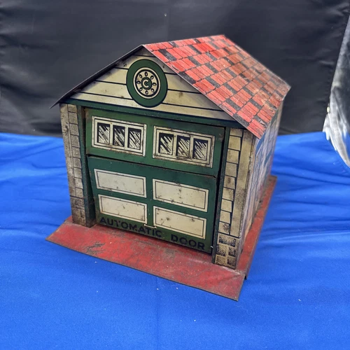 Vintage Antique MARX Automatic Garage Door Toy Tin Lithograph Works Beautiful!