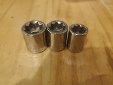 Craftsman G2 USA 3pc SAE 8-Point 3/8" Drive Socket Set Lot (3/8" to 1/2")