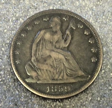 1859 SEATED LIBERTY SILVER HALF 50c (3098)