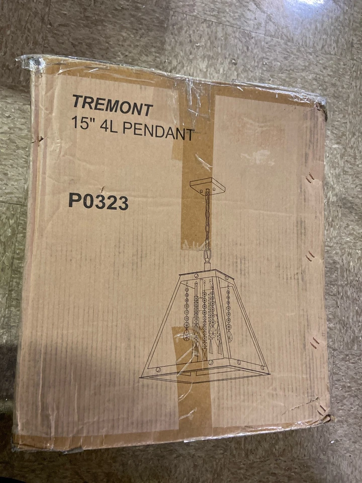 Подвеска хрустальная ширина 15 дюймов Vaxcel Lighting P0323 Tremont 4 лампы матовая черная - Изображение 3 из 3