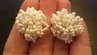 STUNNING VINTAGE ESTATE MILK GLASS BEADED 1" SCREW EARRINGS! G37704