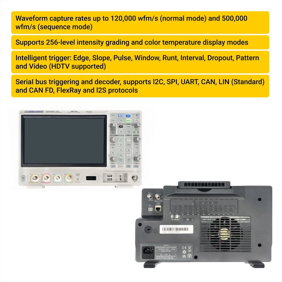 Oscilloscope Super Phosphor Digital SIGLENT SDS2204X Plus 4 Channel - Image 3 of 4