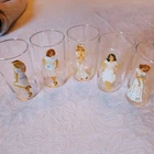 Vintage Pin-Up Magic Follies Girl Peek-A-Boo Drinking Glasses 1940's Set of 5