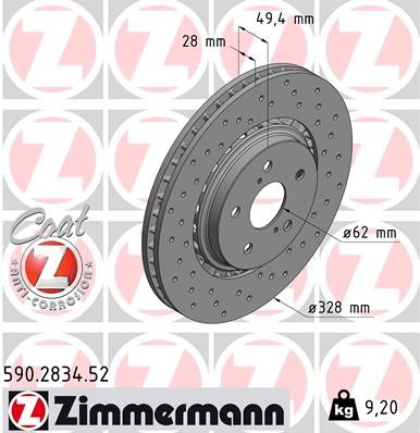 Zimmermann 590.2834.52 Brake Disc for Lexus, Toyota